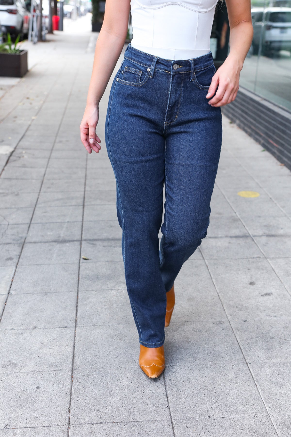 Judy Blue Dark Wash High Waisted Straight Fit Jeans